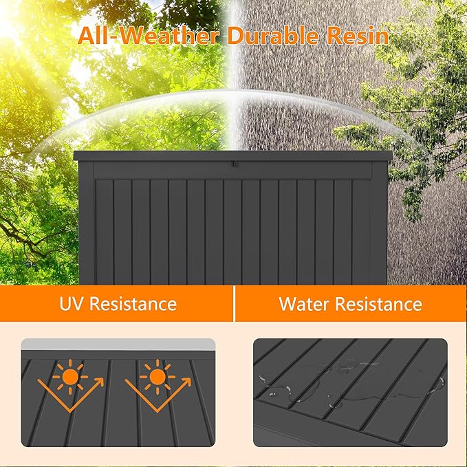 270GAL Deck Box - Black,Patio Furniture, Outdoor Cushions,Waterproof Patio Storage Box Covers