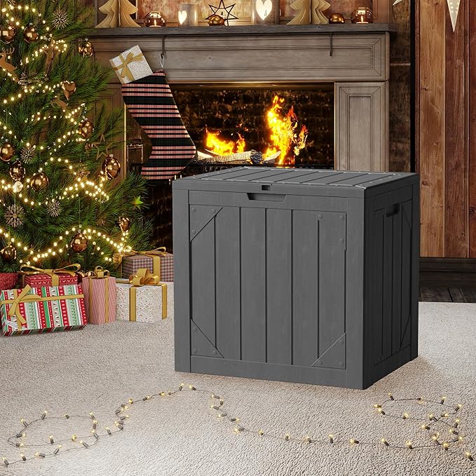 Yardgrace 31 Gallon Resin Deck Box Waterproof Outdoor Storage Box for Patio Furniture Pool Accessories Indoor Storage for Cushion Garden Tools, Gray