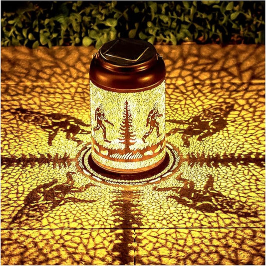 Bigfoot Solar Lanterns Outdoor Hanging Waterproof Solar Lights Big Foot Sasquatch Gifts for Men Women Metal Decorative LED Lanterns for Outside, Patio, Landscape, Yard Decor, Garden Decorations