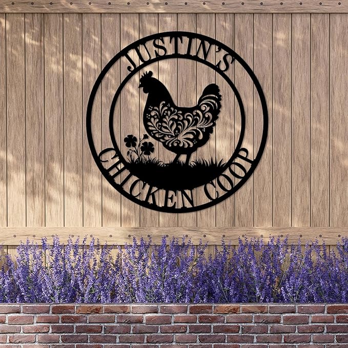 Personalized Chicken Coop Sign Custom Hen House Metal Wall Decor Farm Name and Date Plaque Outdoor Yard Garden Art for Farmers Coop Entrance Ornament