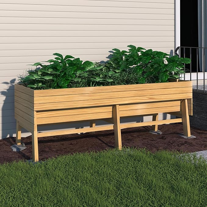 BlueWish 28.5" H Raised Garden Beds Outdoor, Raised Garden Bed with 837 lbs Capacity, Detachable Liner, Planter Box for Outdoor, Patio, Backyard, Natural