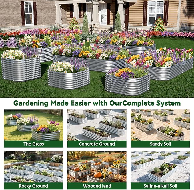 3 Pack 3x2FT Corrugated Galvanized Steel Raised Garden Bed Outdoor, Metal Above Ground Garden Bed for Vegetables and Flowers, Raised Beds for Gardening