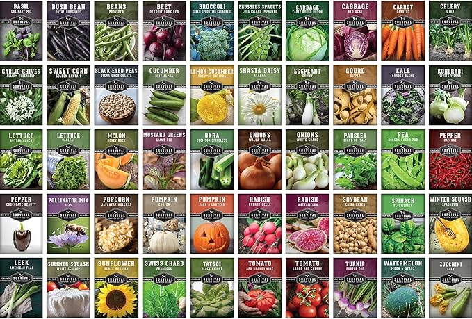 Homesteader Seed Vault - 50 Packs of Non-GMO Heirloom Vegetable, Fruit, Herb Seeds for Planting a Victory Garden - Grow Survival Food for Storage, Emergency Preparedness - Survival Garden Seeds