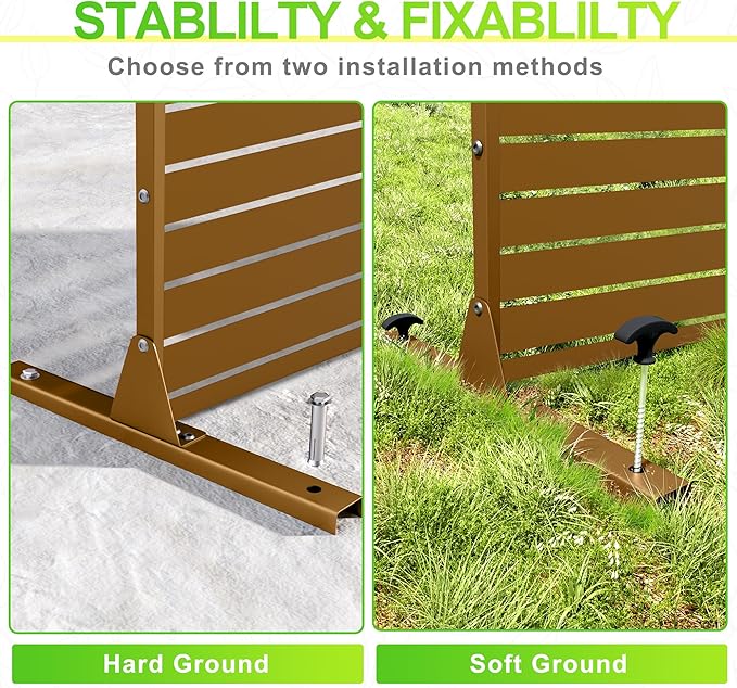 Outdoor Privacy Screen,72" H×47" W Metal Privacy Screen, Freestanding Privacy Fence Panels for Patio