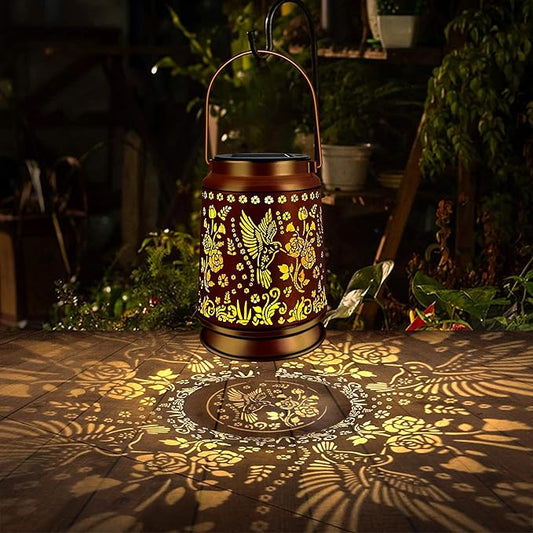 KY&BOSAM Solar Hummingbird Lanterns Outdoor Waterproof,LED 300 Lumens Metal Hanging Outside Lantern Lights Decorative for Yard Backyard Porch Garden Decorations Birthday Gifts for Women Mom Grandma