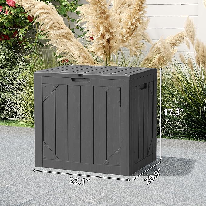 Yardgrace 31 Gallon Resin Deck Box Waterproof Outdoor Storage Box for Patio Furniture Pool Accessories Indoor Storage for Cushion Garden Tools, Gray