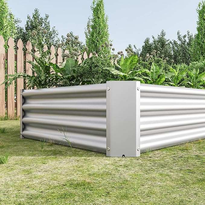 6x3x1ft Raised Garden Bed, Outdoor Galvanized Raised Garden Beds, Metal Raised Beds for Gardening Vegetables Fruits and Flowers, Easy Assembly, 127 Gallon Capacity - Silver