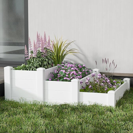 Casaphoria Raised Garden Bed, Plastic Planter Box with Open Bottom, 35.5" x 35.5" x 16" for Fruits, Vegetables, Herbs & Flowers, Perfect for Outdoor Gardening