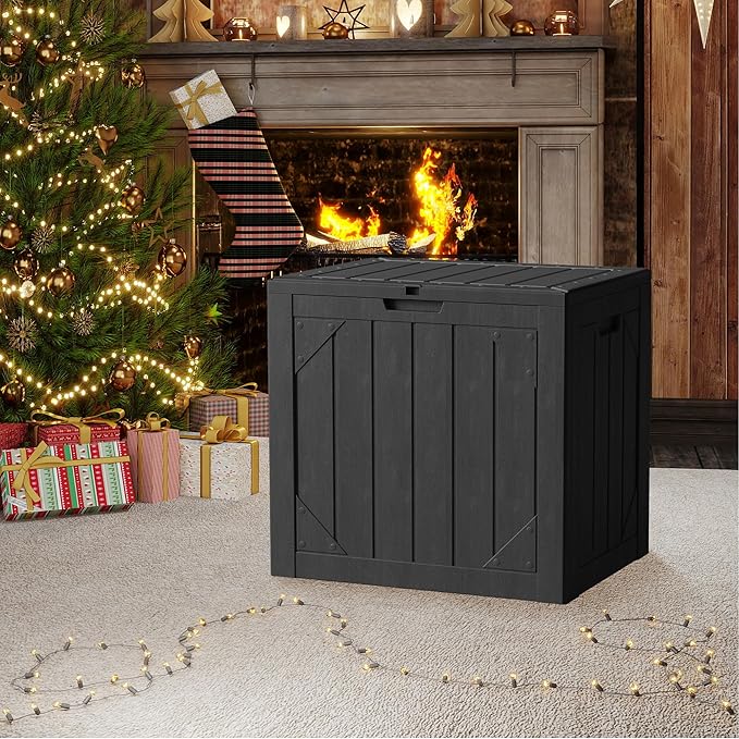 Yardgrace 31 Gallon Resin Deck Box Waterproof Outdoor Storage Box for Patio Furniture Pool Accessories Indoor Storage for Cushion Garden Tools, Black