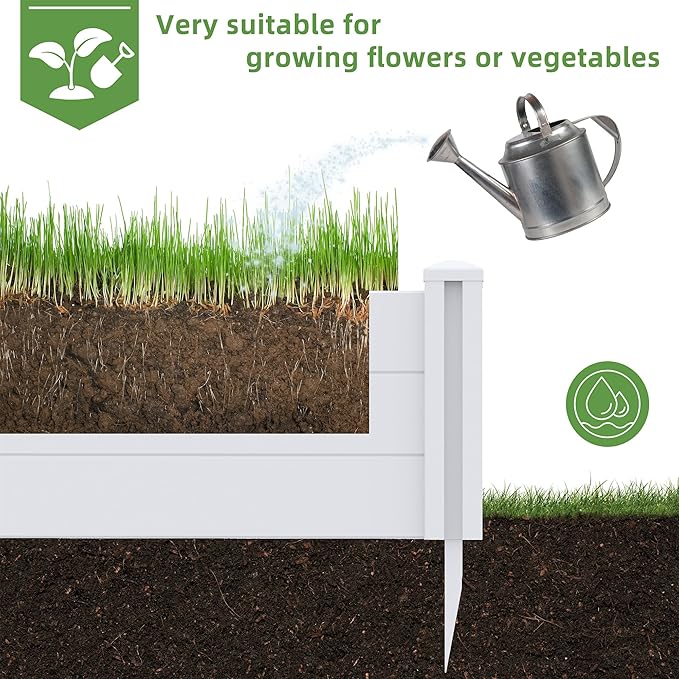 Casaphoria Raised Garden Bed, Plastic Planter Box with Open Bottom, 35.5" x 35.5" x 16" for Fruits, Vegetables, Herbs & Flowers, Perfect for Outdoor Gardening