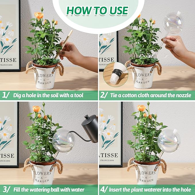 17 oz Up 2 Weeks Large Plant Watering Globes, Self Watering Planter Insert Iridescent Rainbow Self Watering Globes, Vacation Plant Watering Devices-Watering Bulbs for Indoor Outdoor (Large 4-Pack)