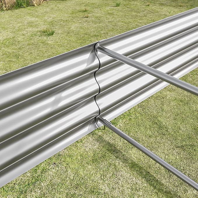 8x4x1ft Raised Garden Bed, Outdoor Galvanized Raised Garden Beds, Metal Raised Beds for Gardening Vegetables Fruits and Flowers, Easy Assembly, 202 Gallon Capacity - Silver