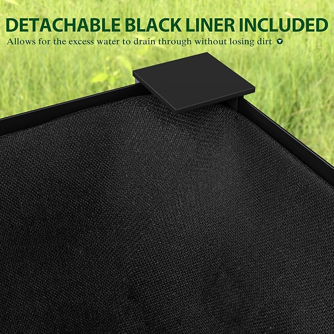 BlueWish 48" W x 24" D x 34" H Outdoor Galvanized Garden Bed, Elevate Raised Bed with Detachable Black Liner, Rolling Casters, Storage Shelf, Planter Boxes for Gardening, Vegetable, Flower, Rustic