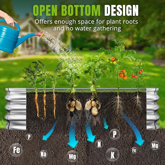 Sponvatt Raised Garden Bed, 4x2x1 Ft Galvanized Metal Planter Box (2 Pcs), Large Oval Outdoor Garden Bed Kit for Vegetables, Herbs, and Flowers, Silver