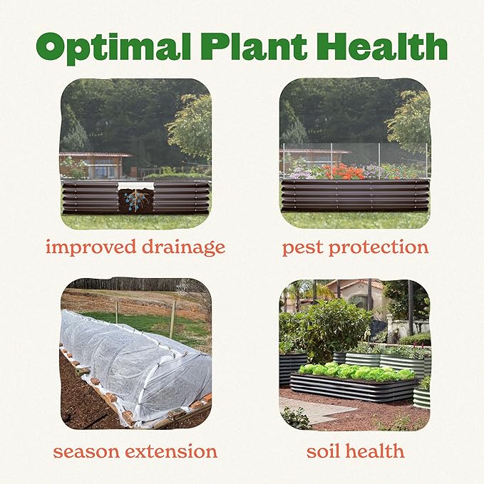 Epic Gardening 6-in-1 Modular Galvanized Raised Garden Bed Kit, 15" Tall Metal Planter Box, Durable Aluzinc Steel Raised Garden Bed Outdoor for Vegetables, Herbs, Flowers & Fruits - Small Light Clay