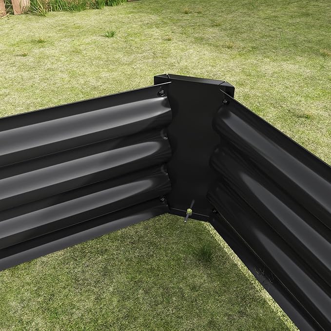 6x3x1ft Raised Garden Bed, Outdoor Galvanized Raised Garden Beds, Metal Raised Beds for Gardening Vegetables Fruits and Flowers, Easy Assembly, 127 Gallon Capacity - Black