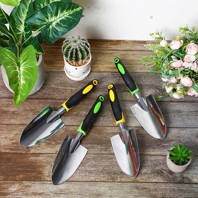 Product Image Yaocom Garden Shovel Aluminum Alloy Heavy Duty Trowel Garden Tool Small Shovels for Digging Metal Hand Trowel Spade with Soft TPR Handle for Lawn Yard Farm Home Shop Planting(12 Pcs)