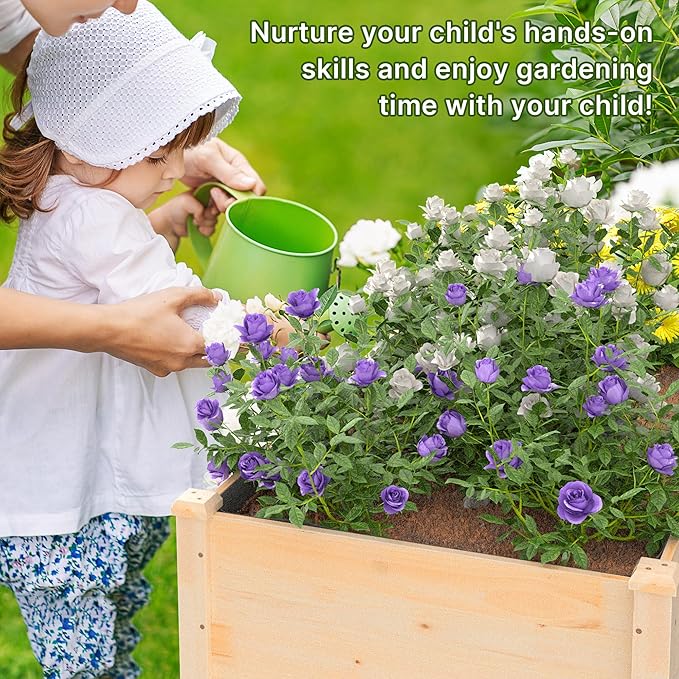 Raised Garden Bed with Legs, 47.2x23.6x30in Wooden Raised Garden Box with Bed Liners, Storage Shelf for Outdoor Garden, Patio, Elevated Wood Planter for Vegetables, Fruits, Flowers