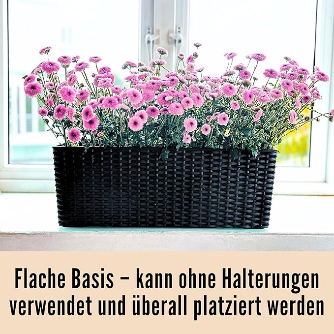 LaLaGreen Outdoor Wall Planters (20 Inch, 4 Pack) Wall Mounted Self Watering System Window Flower Boxes with Bracket, White Rectangular Plant Pot Container Indoor Modern Garden Herb Kitchen Home Decor