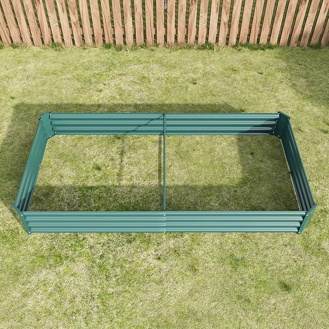 8x4x1ft Raised Garden Bed, Outdoor Galvanized Raised Garden Beds, Metal Raised Beds for Gardening Vegetables Fruits and Flowers, Easy Assembly, 202 Gallon Capacity - Green