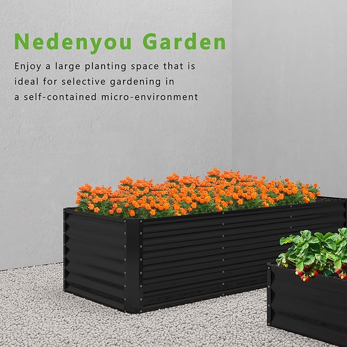 6x2x2FT Galvanized Raised Garden Bed,Planter Raised Beds-Metal Garden Box,Large Plant for Outdoor Planting, Vegetables Bed，Flower,herb-Black