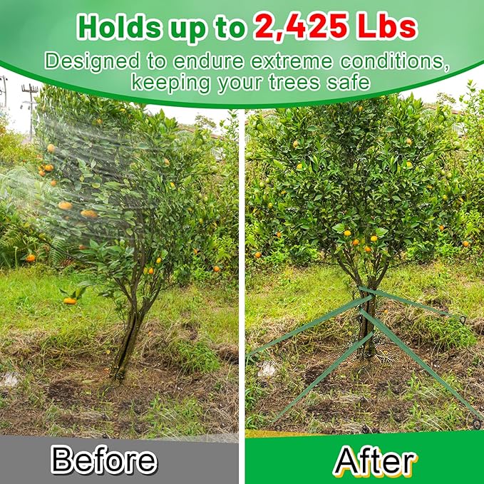 Biubee 2,425 Lbs Strength Tree Straps - 108FT Tree Tie Support Straps for Staking, Green Blend in with Landscaping for Guying Young Trees Straight and Storm Protection, for Outdoor Plants, 1" Wide