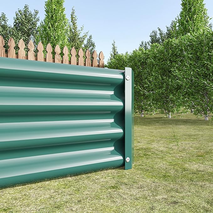 8x4x1ft Raised Garden Bed, Outdoor Galvanized Raised Garden Beds, Metal Raised Beds for Gardening Vegetables Fruits and Flowers, Easy Assembly, 202 Gallon Capacity - Green