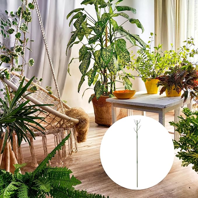 uxcell Plant Support Stakes Set, 6 Pcs Twig Plant Stem Support Structures 43.3" Plants Branches Supports with Extension Poles, Orchid Clips, Plants Tie for House Potted Monstera, Green