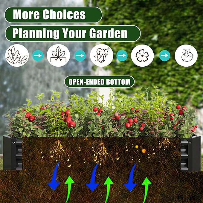 4x2x1ft Raised Garden Bed, Outdoor Galvanized Raised Garden Beds, Metal Raised Beds for Gardening Vegetables Fruits and Flowers, Easy Assembly, 52 Gallon Capacity - Black