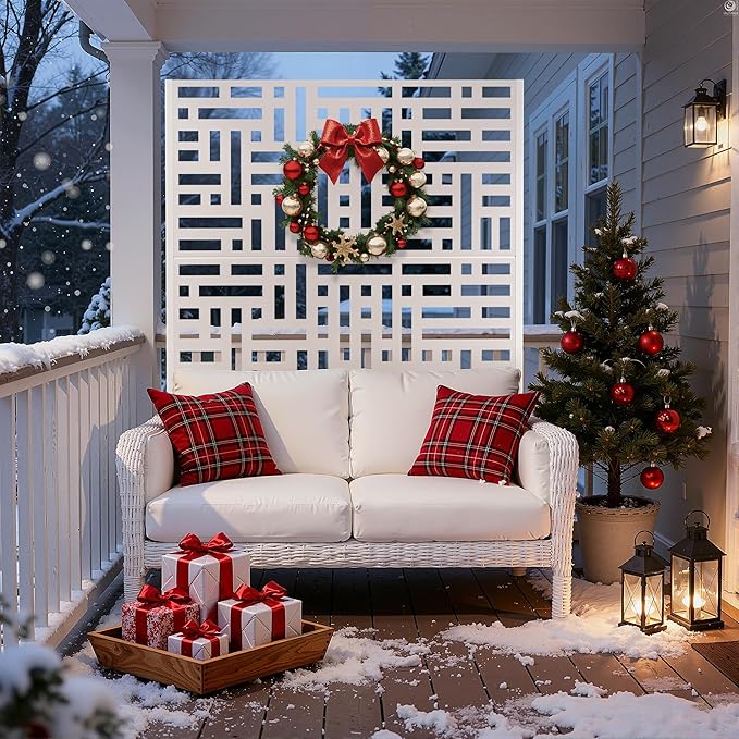 Outdoor Privacy Screen,72" H×47" W Metal Privacy Screen, Freestanding Privacy Fence Panels for Patio