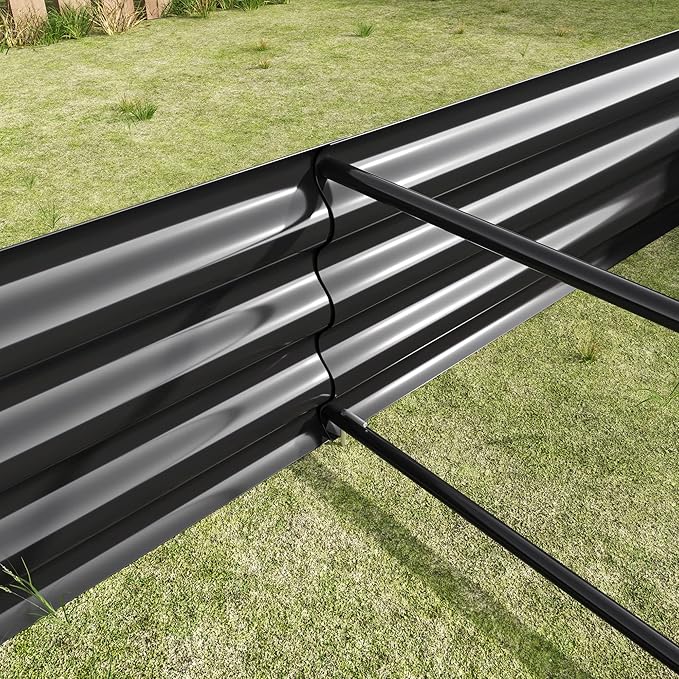 6x3x1ft Raised Garden Bed, Outdoor Galvanized Raised Garden Beds, Metal Raised Beds for Gardening Vegetables Fruits and Flowers, Easy Assembly, 127 Gallon Capacity - Black