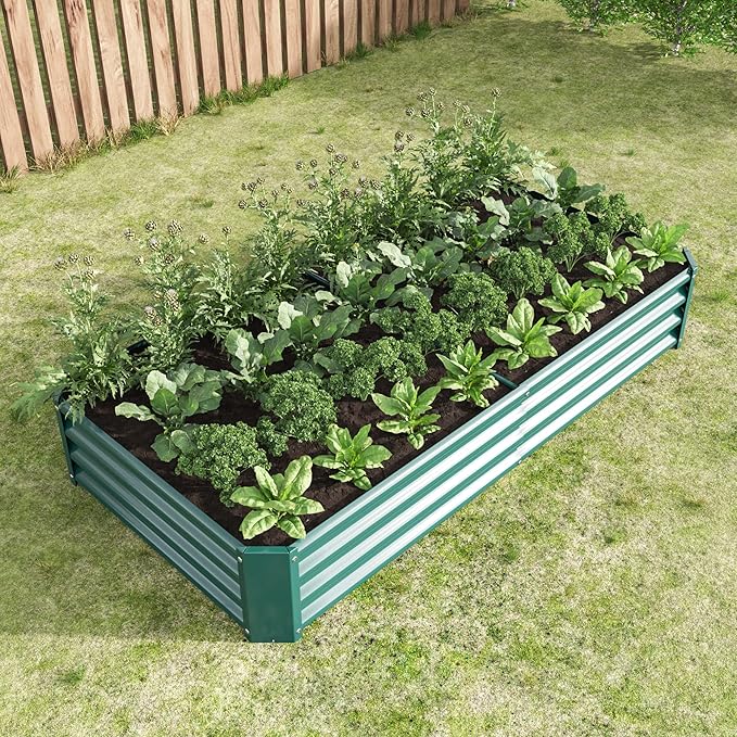 6x3x1ftft Raised Garden Bed, Outdoor Galvanized Raised Garden Beds, Metal Raised Beds for Gardening Vegetables Fruits and Flowers, Easy Assembly, 127 Gallon Capacity - Green