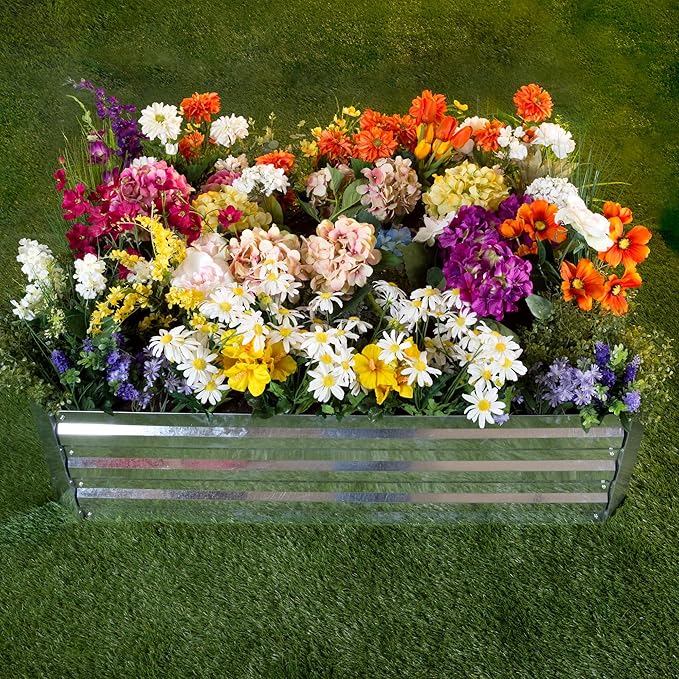 Pure Garden Galvanized Raised Garden Bed - 14.25” L x 13.5” W x 5.5” H Raised Garden Beds Outdoor Square Planter Box Kit for Flowers, Vegetables, Fruits or Herbs - Raised Bed Garden Planters