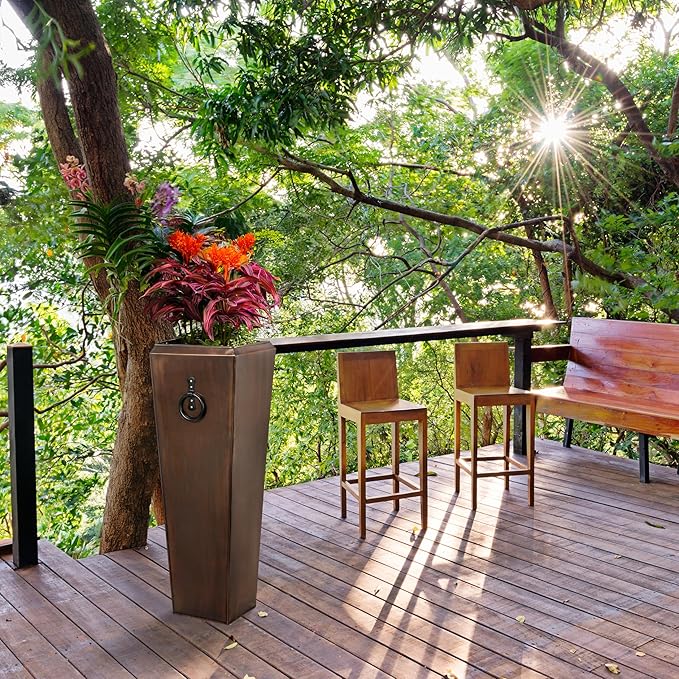 H Potter Tall Outdoor Planters Copper Large Flower Pots Indoor for Patio Balcony Garden Deck Front Porch Entryway Antique Copper Single Large