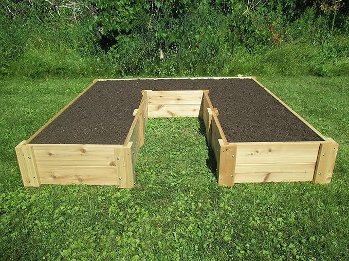 U-Shaped Cedar Raised Garden Bed 6 ft x 6 ft - Made in USA, Long-Lasting, 1" Thick North American Cedar That is Smooth on All 4 Sides